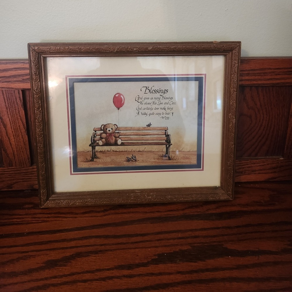 Vintage Picture With Frame by Gail Brown- Blessings Poem By Ken Brown - 1986‎